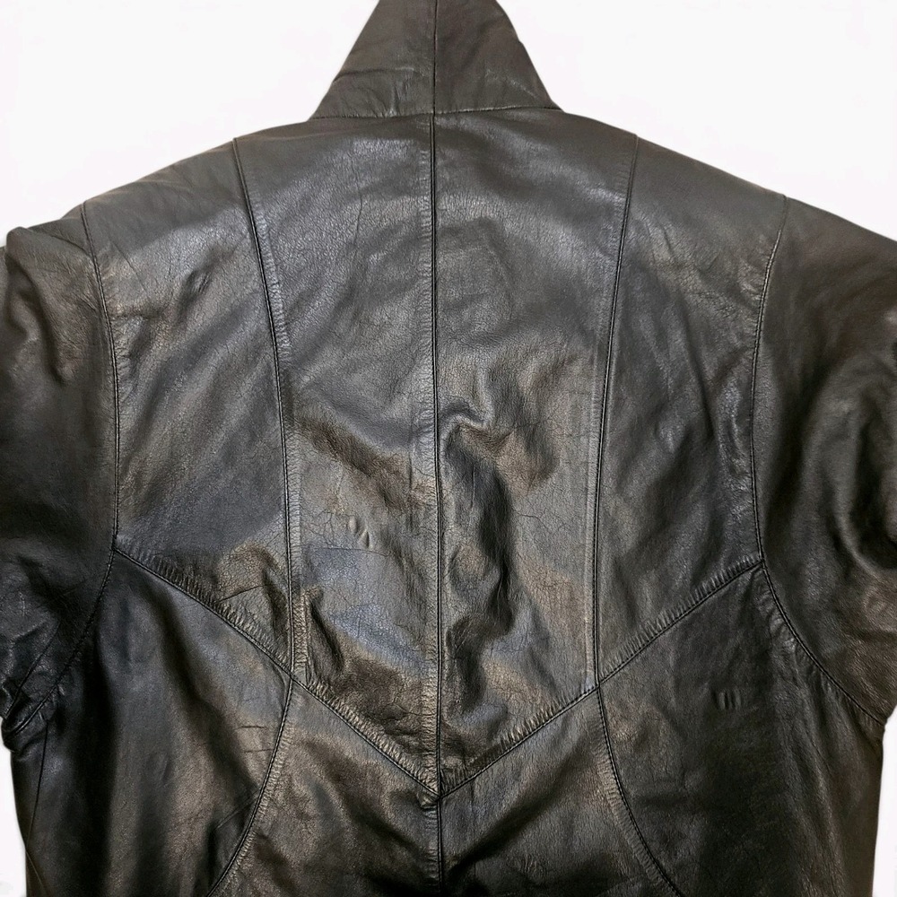 Wilsons Leather Trench Coat Black Duster Small Thinsulate Batwing Dolman Long - Picture 16 of 16